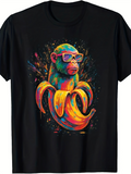 Men's T-Shirt Colorful Sunglasses Wearing Monkey Inside Vibrant Yellow Banana