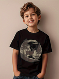 Men's T-Shirt Moonlit Forest Under Starry Sky With Trees And Deer
