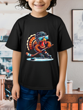 Men's T-Shirt Colorful Feathers Skating On Ice With Hockey Stick Turkey