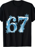 Men's T-Shirt Icy Blue Frozen Crystals With Snowflake Accents Number Graphic