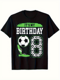 Men's T-Shirt Its My Birthday With Soccer Ball Green Cleat And Number
