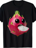 Men's T-Shirt Playful Cartoon Eyes With Smiling Pink Fruit Dragon Fruit