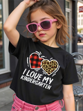 Men's T-Shirt I Love My Kindergarten With Plaid And Leopard Print Hearts Shirt