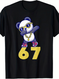 Men's T-Shirt Cool Panda Dabbing With Sunglasses Gold Chain Sneakers And Number 67 Panda