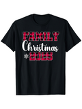 Men's T-Shirt Family Christmas Festive Snowflake Design With Red Pattern Lettering Shirt