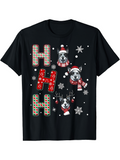 Men's T-Shirt Playful Dogs Dressed In Festive Christmas Accessories With Snowflakes Among Letters