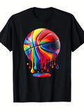 Men's T-Shirt Colorful Melting Paint Dripping Down A Vibrant Basketball