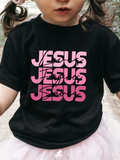 Men's T-Shirt Pink Stacked Repeated Pastel Letters With Bold Typography Jesus