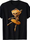 Men's T-Shirt Dancing Skeleton Wearing Latte Head And Tutu Under Spotlight Ballerina