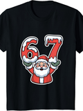 Men's T-Shirt Cheerful Santa With Snowy Winter Red Number Design