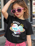 Men's T-Shirt Bright Future Colorful Planet Rings Around Shining Blue Heart