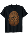 Men's T-Shirt Golden Lines Forming Abstract Pattern Surrounding Number Sixty Seven