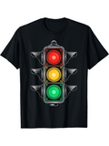 Men's T-Shirt Glowing Nighttime City Streetlights With Realistic Color Signals Traffic Light