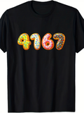 Men's T-Shirt Sweet Sprinkle Donut Numbers Glazed With Colorful Toppings Treat