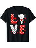 Men's T-Shirt Love Cute Cartoon Axolotl Surrounded By Colorful Patterned Letters