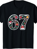 Men's T-Shirt Festive Ornaments Snowflakes Candy Gifts On Bold Numbers