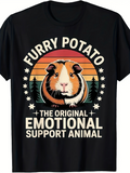 Men's T-Shirt Furry Potato With Sunset Trees And Stars Guinea Pig