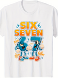 Men's T-Shirt Six Seven With Cartoon Style Lightning Animated Numbers