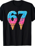 Men's T-Shirt Colorful Melting Sprinkles Inspired Ice Cream Cone Numbers