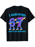 Men's T-Shirt I Survived Colorful Dancing Cartoon Number Figures School