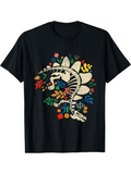 Men's T-Shirt Playful Floral Dino Surrounded By Colorful Blossoms And Leafy Shapes Dinosaur
