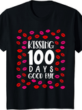 Men's T-Shirt Kissing 100 Days Goodbye Surrounded By Red Pink Lipstick Marks