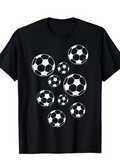 Men's T-Shirt Cluster Of Overlapping Classic Soccer Balls Patterned T Shirt