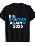 Men's T-Shirt Big Brother Again 2025 Blue Heart Modern Text Print