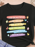 Men's T-Shirt I Am Beautiful Smart Strong Talented Powerful Enough Colorful Flowers And Hearts Typography