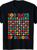 Men's T-Shirt 100 Days Of School Colorful Pattern With Playful Heart Shapes