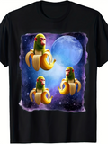 Men's T-Shirt Surreal Astronaut Space Scene With Monkeys And Bananas Under Moonlight