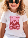 Men's T-Shirt Be Happy With Pink Cute Teddy Bear Holding Heart
