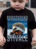 Men's T-Shirt Realistic Hedgehog With Leather Boots On Arctic Ice Hedgehog