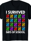 Men's T-Shirt I Survived Multicolored Tally Counted Pencils Days Of School Shirt