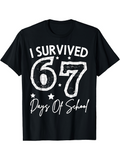 Men's T-Shirt I Survived 67 Days Of School With Chalk Sketch Numbers Stars