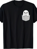 Men's T-Shirt Cute Cartoon Style Seal Peeking Out Of Front Pocket