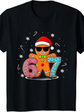 Men's T-Shirt Cute Festive Numbers With Christmas Gingerbread Cookie