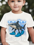 Men's T-Shirt Tralala Whimsical Cartoon Shark Wearing Vibrant Blue Sneakers
