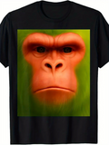 Men's T-Shirt Vivid Green Aura Surrounding A Solemn Orange Faced Monkey