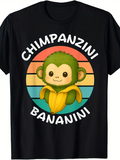 Men's T-Shirt Chimpanzini Bananini With Smiling Cartoon Monkey Surrounded By Retro Color Stripes