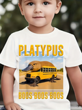 Men's T-Shirt Platypus Yellow School Bus Hybrid On Sandy Playground