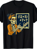 Men's T-Shirt Skeleton Teacher Solving Math Equation Chalkboard