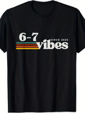 Men's T-Shirt Six Seven Vibes Since 2025 With Retro Color Stripes Across Cotton Shirt