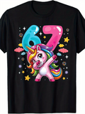 Men's T-Shirt Dabbing Rainbow Unicorn Under Colorful Stars And Clouds