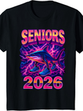 Men's T-Shirt Seniors 2026 Neon Lightning With Sneakers On Shark