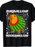 Men's T-Shirt Burbballoni Watermelon Cartoon Rodent With Green Rounded Body