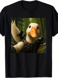 Men's T-Shirt Mysterious Forest With Armored Goose Wielding Weapons In Battle Stance Goose