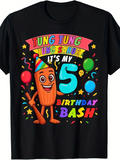 Men's T-Shirt Tung Tung Party Celebration With Balloons Confetti And Birthday Character