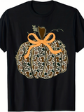 Men's T-Shirt Autumn Camouflage With Orange Bow Ribbon Pumpkin
