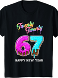 Men's T-Shirt Happy New Year Colorful Melting Icing Decorated Festive Numbers
